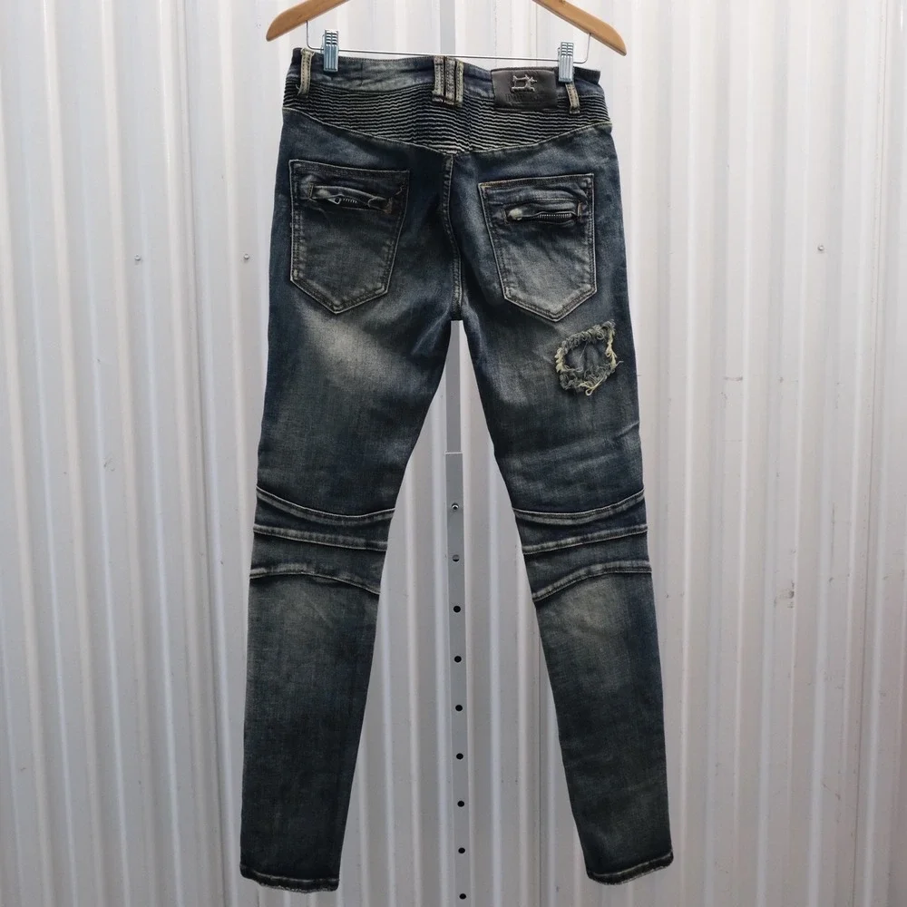 Damati Distressed Jeans‎ Moto Style Biker Men's Size 30x32